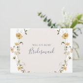 Spring Wildflower | White Bridesmaid proposal card Kaart (Staand voorkant)