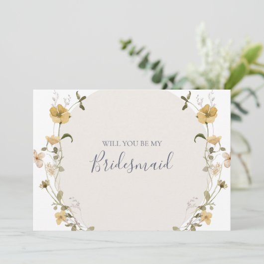 Spring Wildflower | White Bridesmaid proposal card Kaart (Staand voorkant)