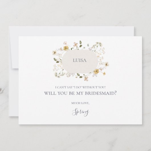 Spring Wildflower | White Bridesmaid proposal card Kaart (Achterkant)