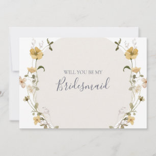 Spring Wildflower   White Bridesmaid proposal card Kaart