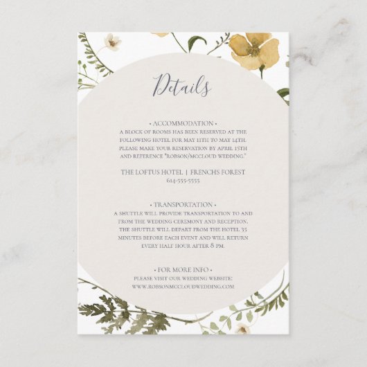 Spring Wildflower | White Details Enclosure Card Informatiekaartje (Voorkant)