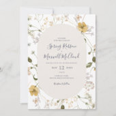 Spring Wildflower | Wit Casual huwelijk Kaart (Voorkant)