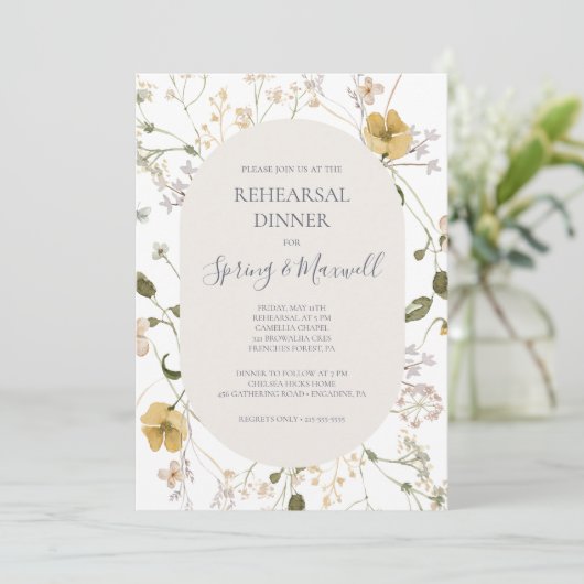 Spring Wildflower | Wit repetitief diner Kaart (Staand voorkant)