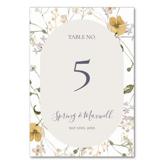 Spring Wildflower | Wit-tabelnummer Kaart (Voorkant)