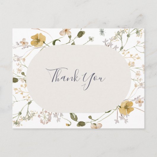 Spring Wildflower | Witte bruiloft Hartelijk dank Briefkaart (Voorkant)