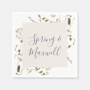 Spring Wildflower   Witte bruiloft Napkins Servet