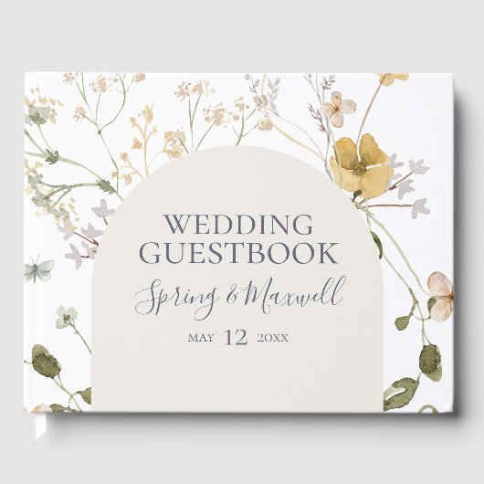 Spring Wildflower | Witte weddenschappen Gastenboek (Voorkant)