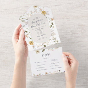 Spring Wildflower   Witte zegels en verzenden All In One Uitnodiging