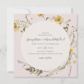 Spring Wildflower Wreats blush Square Wedding Kaart (Voorkant)