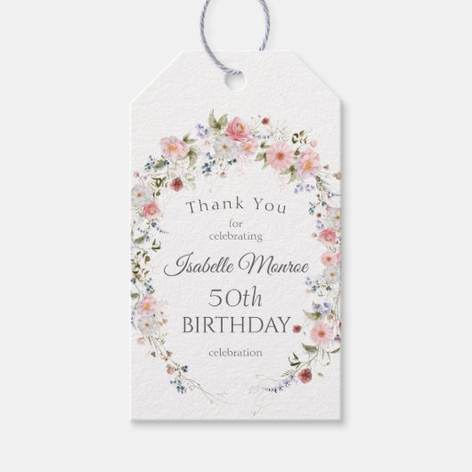 Spring Wildflowers 50th Birthday Thank You Cadeaulabel (Voorkant)