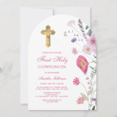 Spring Wildflowers Arch Eerste Communie Kaart (Voorkant)