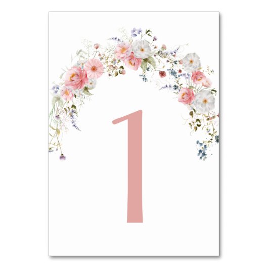 Spring Wildflowers Arch Roze Witte Huwelijk Kaart (Voorkant)