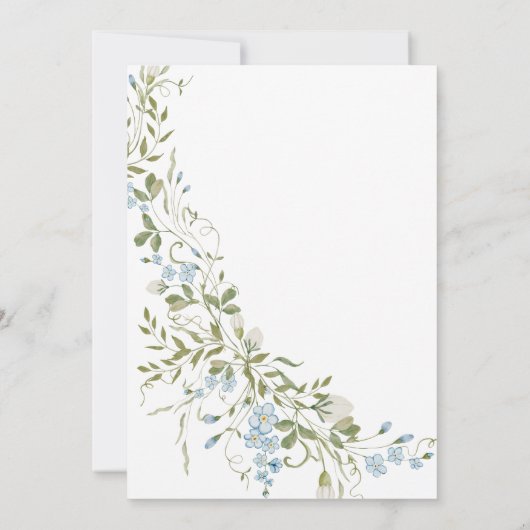 Spring Wildflowers Blauw Groen Huwelijk Kaart (Achterkant)