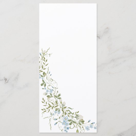 Spring Wildflowers Blauw Groen Huwelijk Menu (Achterkant)