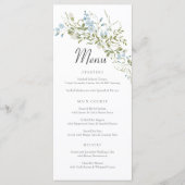 Spring Wildflowers Blauw Groen Huwelijk Menu (Voorkant)