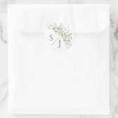 Spring Wildflowers Blauw Groen Huwelijk Ronde Sticker (Tas)