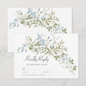 Spring Wildflowers Blauw Groen Huwelijk RSVP Kaartje (Voorkant / Achterkant)