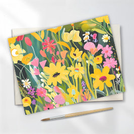 Spring Wildflowers | Bloemen Waterverf schilderij Briefkaart
