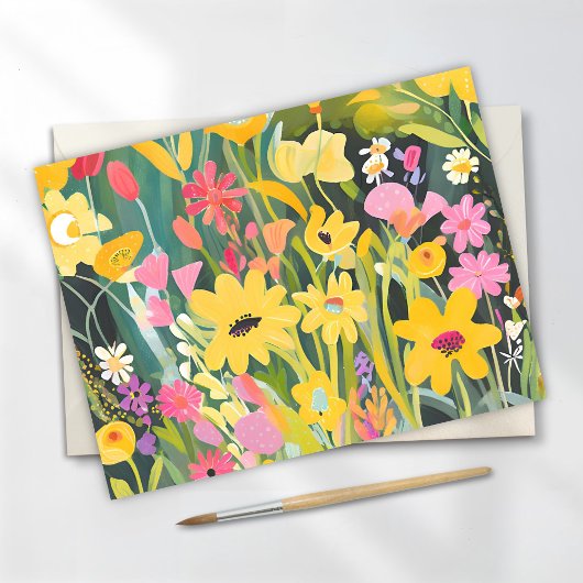 Spring Wildflowers | Bloemen Waterverf schilderij Briefkaart