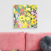 Spring Wildflowers | Bloemen Waterverf schilderij Canvas Afdruk (Insitu (Woonkamer))