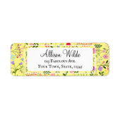 Spring Wildflowers Bloempatroon Citroengeel Etiket (Voorkant)