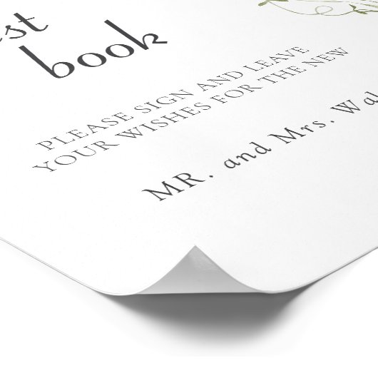 Spring Wildflowers Blue Green Wedding Guestbook Poster (Hoek)