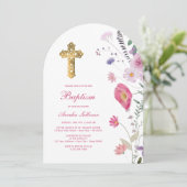 Spring Wildflowers Boog Doop Kaart (Staand voorkant)