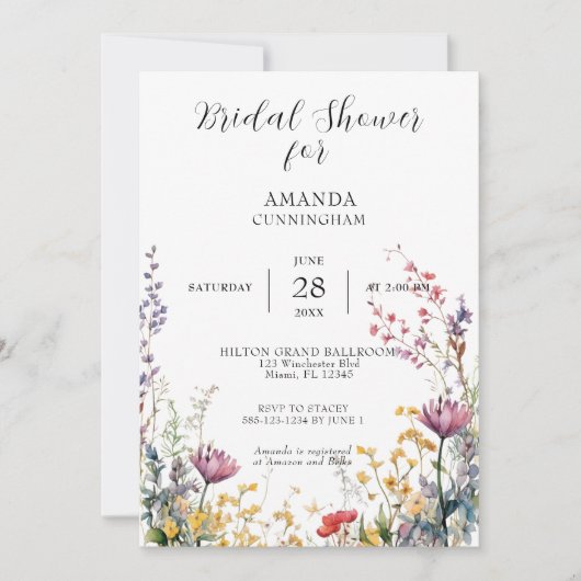 Spring Wildflowers Bruids Douche Uitnodiging (Voorkant)