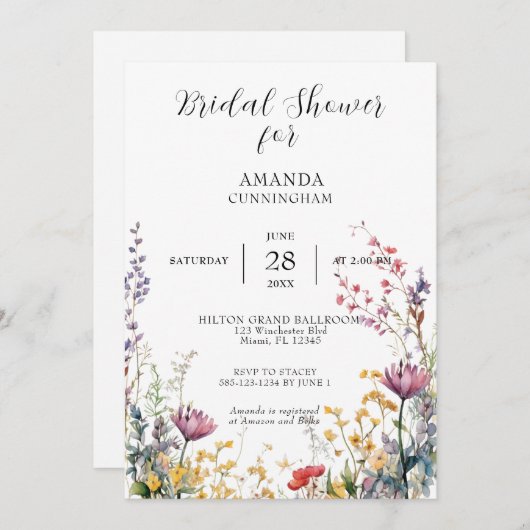 Spring Wildflowers Bruids Douche Uitnodiging (Voorkant / Achterkant)