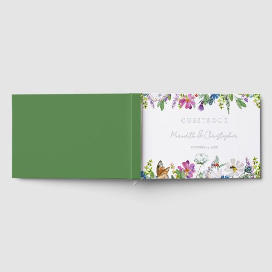 Spring Wildflowers Huwelijk Echte Folie Gastenboek (Volledig)