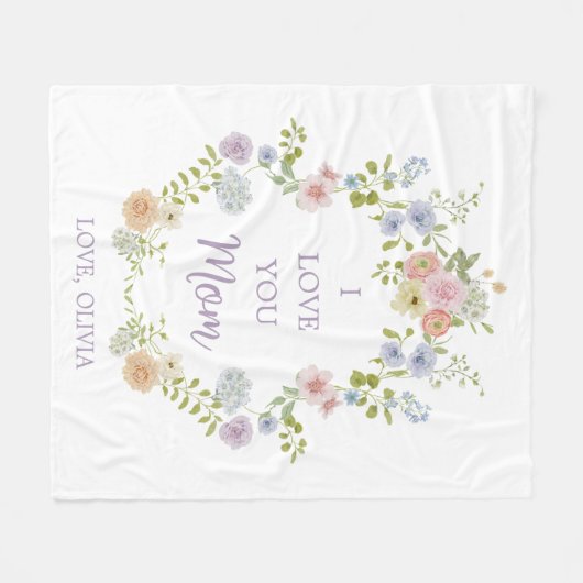  Spring Wildflowers | Ik hou van je, mama Fleece Deken (Voorkant (Horizontaal))
