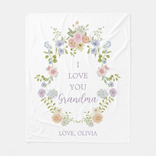  Spring Wildflowers | Ik hou van je, oma Fleece Deken (Voorkant)
