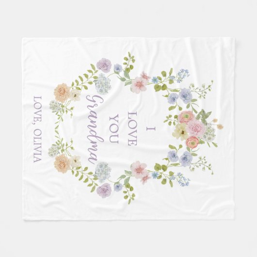  Spring Wildflowers | Ik hou van je, oma Fleece Deken (Voorkant (Horizontaal))