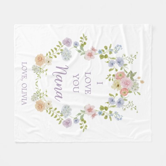  Spring Wildflowers | Love You Nana Fleece Deken (Voorkant (Horizontaal))