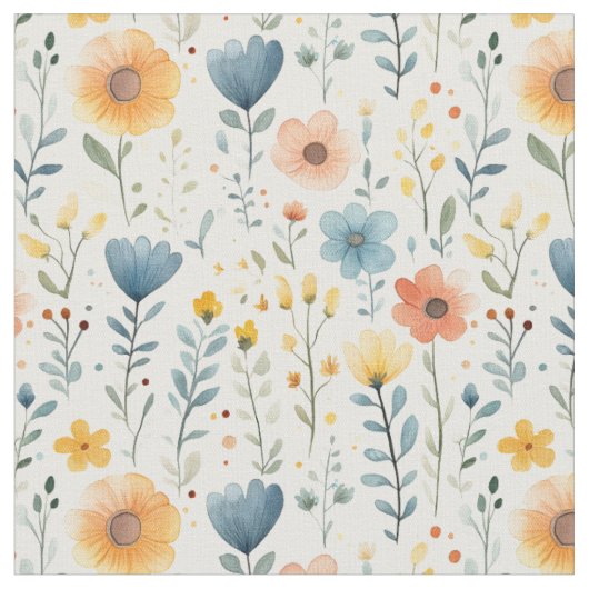 Spring Wildflowers op Off White Stof (Close Up)