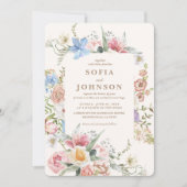 Spring Wildflowers Pastel Floral Garden Wedding Kaart (Voorkant)