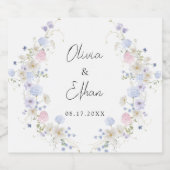 Spring Wildflowers Purple Pink Wedding Sparkling Wijnetiket (Enkel label)