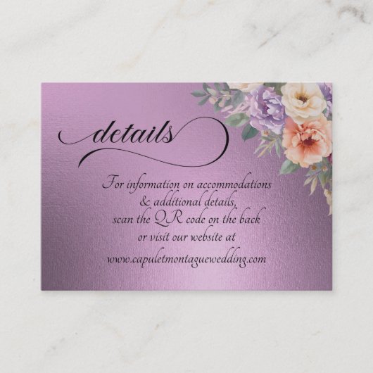 Spring Wildflowers, QR Code - Lavender Informatiekaartje (Voorkant)