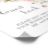 Spring Wildflowers Roze Wit Huwelijk Gastboek Poster (Hoek)