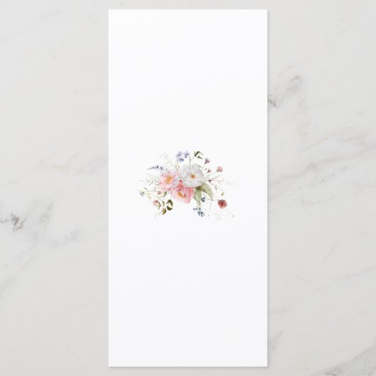 Spring Wildflowers Roze Wit Huwelijk Menu (Achterkant)