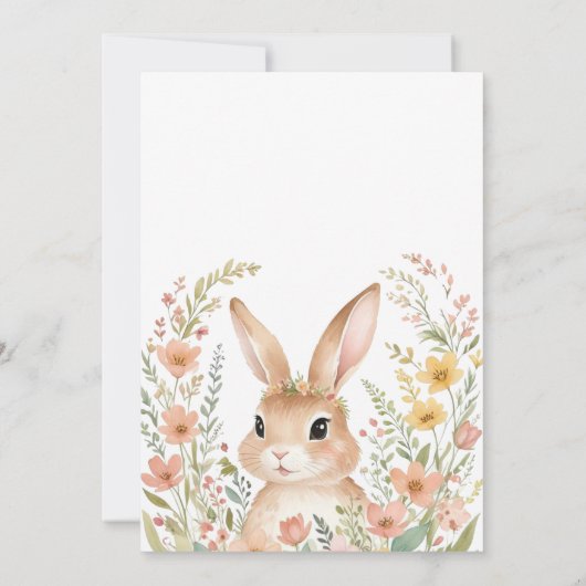 Spring Wildflowers Schattige Bunny Easter Baby sho Kaart (Achterkant)