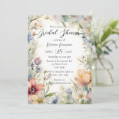 Spring Wildflowers Watercolor Floral Bridal Shower Kaart (Staand voorkant)