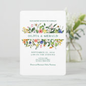 Spring Wildflowers Watercolor Wedding Invitation  Kaart (Staand voorkant)