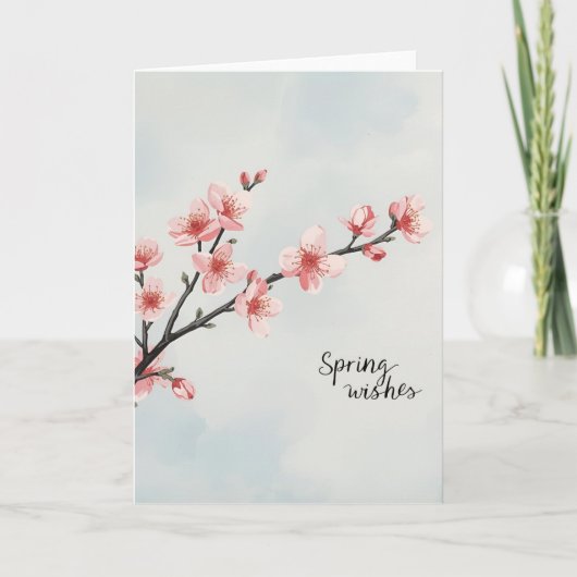 Spring Wishes – Cherry Blossom Greeting Card Kaart (Voorkant)