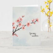 Spring Wishes – Cherry Blossom Greeting Card Kaart (Gele Bloem)