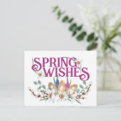 Spring Wishes Floral Eggs Pagan Equinox Briefkaart (Staand voorkant)