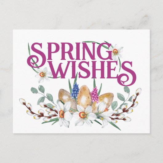 Spring Wishes Floral Eggs Pagan Equinox Briefkaart (Voorkant)