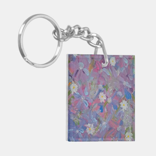 Spring Wonderland Bloemen Acryl Vierkante Sleutelh Sleutelhanger (Voorkant Links)