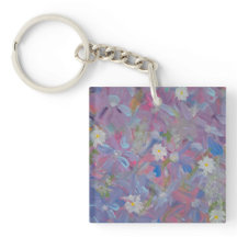 Spring Wonderland Bloemen Acryl Vierkante Sleutelh