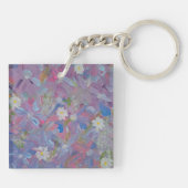 Spring Wonderland Bloemen Acryl Vierkante Sleutelh Sleutelhanger (Achterkant)
